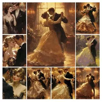 Алмазная картина, новая коллекция 2024, романтическая пара, танцевальные партнеры, сделай сам, полная квадратная круглая дрель, вышивка стразами, мозаика, наборы для вышивки крестом Square drill 30x40cm