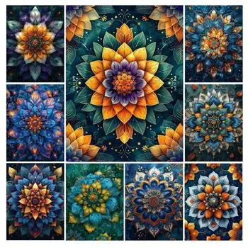 Алмазная картина, новая коллекция 2024, винтажная Мандала, цветок, сделай сам, полная квадратная круглая дрель, стразы, вышивка, цветная цветочная мозаика, наборы для вышивки крестом Square drill 30x40cm