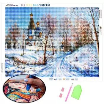 Алмазная картина, новая Снежная Алмазная вышивка, распродажа, церковные картины, стразы, вышивка крестом, полная мозаика, домашний декор, настенное искусство Full Round (20X30CM)