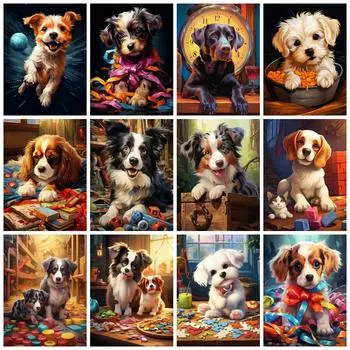 Алмазная картина новинка 2023 года собака полная квадратная круглая вышивка мозаика животное мультфильм домашний декор Full Round 20x30CM