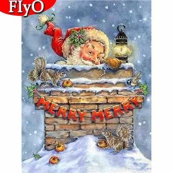 Алмазная картина, Новое поступление, Рождественская полная квадратная Алмазная вышивка, комплект Санта-Клауса, мозаика, мультяшный подарок ручной работы Full Round (20X30CM)