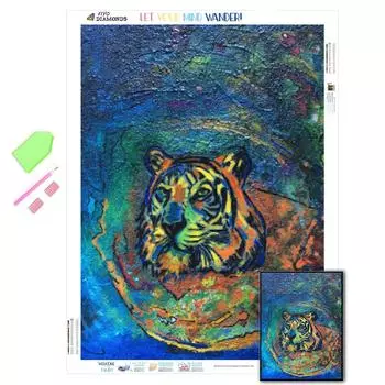 Алмазная картина, новое животное, 5D DIY, Алмазная вышивка, глазурованный синий тигр, картины из стразов, мозаика, вышивка крестиком, ремесленный домашний декор Full Round 20X30CM