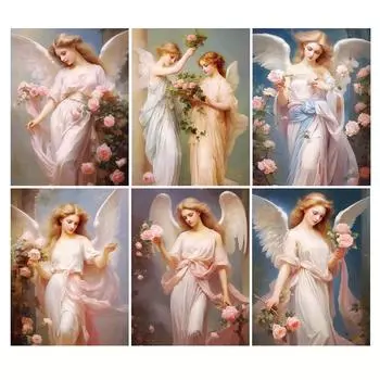 Алмазная картина Новые поступления 2024 Девушка-ангелочек Роза Diy Полный квадратный круглый дрель Горный хрусталь Вышивка Цветы Мозаика Наборы для вышивки крестом Настенный декор Square drill 30x40cm