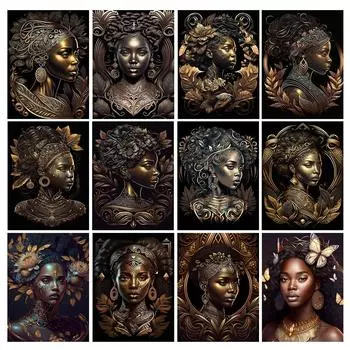 Алмазная картина Новые поступления Африканская женщина Diy Полный квадратный круглый дрель Стразы Вышивка Девушка Мозаика Наборы для вышивки крестом Декор стен FG1914 Square drill 30x40cm белый