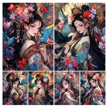 Алмазная картина Новые поступления Древняя красивая девушка Diy Полный квадратный круглый дрель Стразы Вышивка Птицы Мозаика Наборы для вышивки крестом Настенный декор Square drill 30x40cm