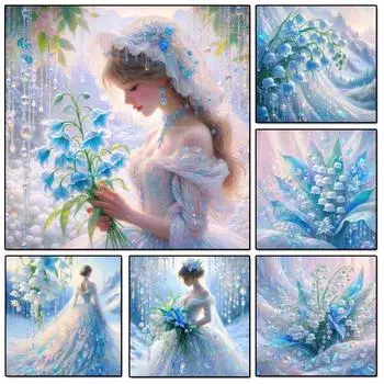 Алмазная картина Новый 2024 Фэнтези Колокольчик Орхидея Фея 5D DIY Алмазная вышивка Набор для вышивки крестом Мозаика Ручная работа Украшение дома j3969 square 30x30cm белый