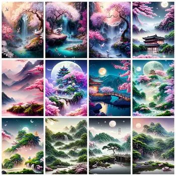 Алмазная картина новый горный пейзаж с деревом домашний декор вышивка мозаика водопад пейзаж настенная наклейка Full Round 20x30CM
