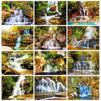 Алмазная картина Новый пейзаж 5D DIY Алмазная вышивка Распродажа Водопад Стразы Мозаика Вышивка крестом Ручная работа Full Round 20x30CM