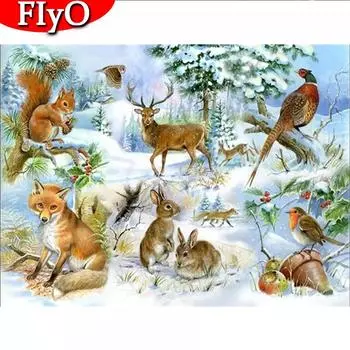 Алмазная картина олень животное полная дрель вышивка крестиком алмазная живопись птица рукоделие мозаика зимняя ремесленная настенная живопись Full Round (20X30CM)