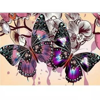 Алмазная картина Пара бабочек вышивка крестом, круглые стразы, полностью наклеенная алмазная вышивка 20X30CM