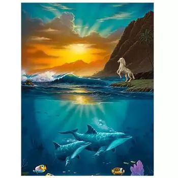 Алмазная картина Пейзаж Алмазная картина Полная дрель Вышивка крестом Алмазная картина Полная дрель Круглая 15*20cm