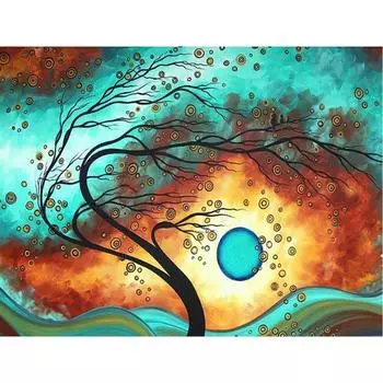 Алмазная картина Пейзаж Алмазная мозаика Дерево DIY Полная круглая алмазная вышивка 20X30CM