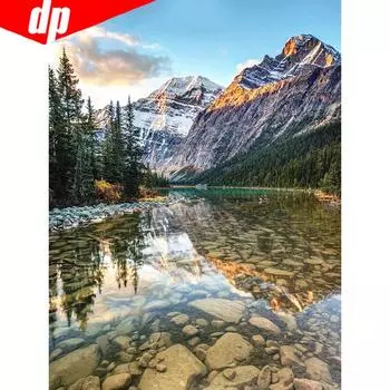 Алмазная картина Пейзаж Алмазная вышивка Пейзаж Круглая алмазная мозаика Картина 20X30