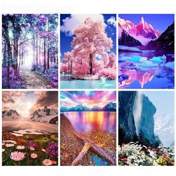 Алмазная картина Пейзаж Алмазная вышивка Полный квадрат Diy Дрель Рукоделие Diy Rhinestone Mosaic 20*30 cm