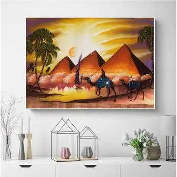 Алмазная картина Пейзаж Египет Пирамида Вышивка крестиком Мозаика Алмазная вышивка узор Стразы 20X30CM