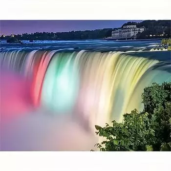 Алмазная картина Пейзаж Красочная мозаика с водопадом Вышивка Изображение Стразы Подарок Настенный декор 30x40 см/12x16 дюймов 30x40cm NO Frame