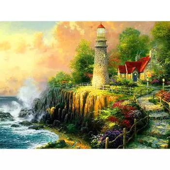 Алмазная картина Пейзаж Маяк Алмазная вышивка Алмазная мозаика Украшения со стразами 20X30CM
