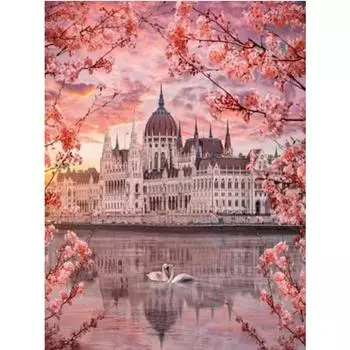 Алмазная картина Пейзаж Озеро Лебедь 5d Diy Мозаика Полная круглая дрель Алмазная страза Алмазная вышивка Картинки Full Round 20x25CM