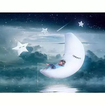 Алмазная картина Пейзаж Полная круглая луна Вышивка крестиком Мозаика Декор для дома 30x40 см/12x16 дюймов 30x40cm NO Frame