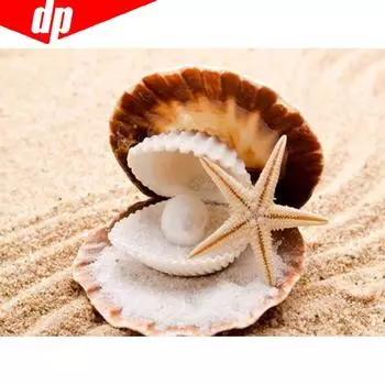 Алмазная картина Пейзаж Ракушка Пляж Полный круглый горный хрусталь 5D DIY Алмазная вышивка 20X30CM