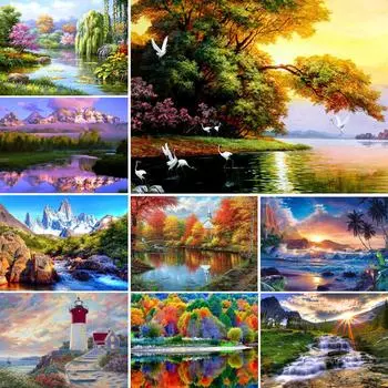 Алмазная картина Пейзаж Весна 5D Алмазная вышивка Мозаика Вышивка крестом Зимний домашний декор Подарок 20X30CM