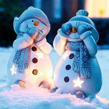 Алмазная картина Пейзаж Вышивка крестиком Два снеговика 5D Алмазная вышивка Мозаика Озеро Горный хрусталь Комплект украшений Full Round 30X30CM