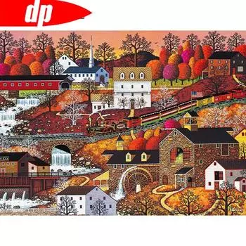 Алмазная картина Пейзаж Вышивка крестом Полные круглые стразы Алмазная вышивка Настенное украшение 20X30CM