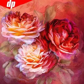Алмазная картина Пион Полный круглый дрель Алмазная мозаика Цветок Алмазная вышивка 30x30CM