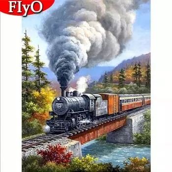 Алмазная картина поезд полный квадратный круглый дрель вышивка крестиком распродажа Алмазная вышивка пейзаж подарок ручной работы домашний декор Full Round (20X30CM)