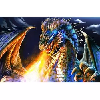 Алмазная картина, полная дрель, дракон, динозавр, животное, вышивка крестом, Алмазная вышивка, полный круглый дом 20X30CM
