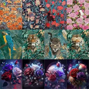 Алмазная картина, полная дрель, искусство, цветок, кошка, животное, круглая алмазная живопись, ручная работа, роза, сделай сам, алмазная мозаика, картина, украшение для дома Full Round 25X37.5CM