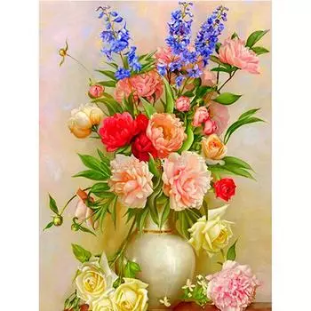 Алмазная картина, полная дрель, круглый цветок, пион, вышивка, распродажа, Алмазная мозаика, вышивка, картина 20X30CM