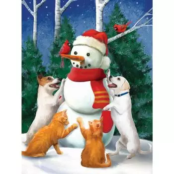 Алмазная картина, полная дрель, YEESAM ART, снеговик, кошки, собаки, рождественские украшения, зимние 5D DIY комплект алмазной живописи