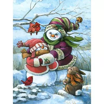 Алмазная картина, полная дрель, YEESAM ART, снеговик, рождественские украшения, зима, 5D, набор для алмазной живописи «сделай сам»,