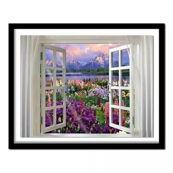 Алмазная картина, полная круглая алмазная вышивка, вид из окна. Наклейка на стену со стразами для вышивки крестиком 20X30CM
