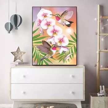 Алмазная картина, полная круглая дрель, 5D DIY, «Животное, птица, цветок», Алмазная вышивка, стразы, вышивка крестиком, декор Full Round 20x30CM