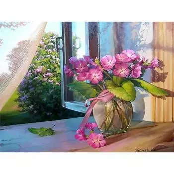 Алмазная картина Полная круглая дрель Цветочная картина из страз Алмазная мозаика Алмазная вышивка 20X30CM