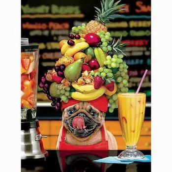 Алмазная картина, полная круглая дрель, фруктовый магазин, официант, Алмазная вышивка, вышивка крестом 20X30CM