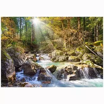 Алмазная картина, полная круглая дрель, лесной водопад, Алмазная вышивка, вышивка крестом 20X30CM