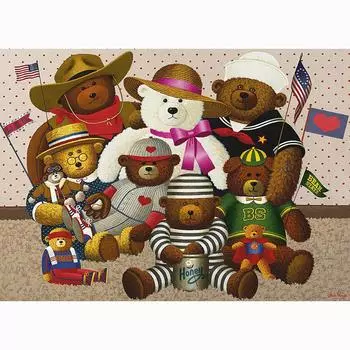 Алмазная картина, полная круглая дрель, медведь, вечеринка, Алмазная вышивка, вышивка крестом 20X30CM