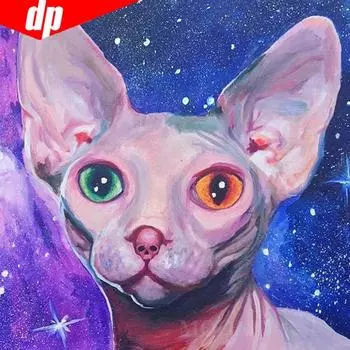 Алмазная картина, полная круглая дрель, животное, кошка, горный хрусталь, картина, вышивка, продажа, алмаз 30x30