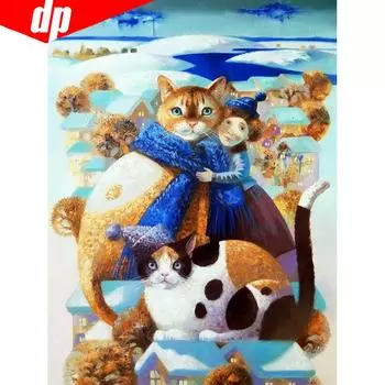 Алмазная картина, полная круглая дрель, животные, Алмазная вышивка, кошка, изображение страз 20X30CM