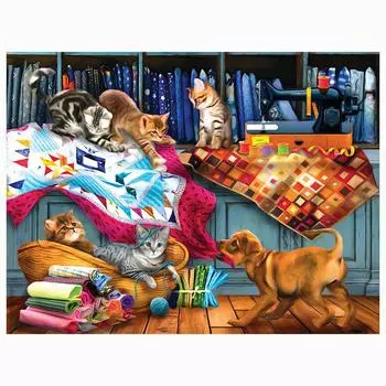 Алмазная картина Полная круглая дрель Животные вечеринка Алмазная вышивка крестом 20X30CM