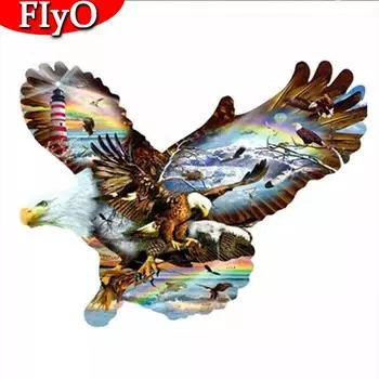 Алмазная картина, полная круглая, квадратная, круглая, Орел, стразы, 5D, сделай сам, Алмазная вышивка, вышивка крестиком, мозаичная декорация с изображением животных Full Round 30x30CM