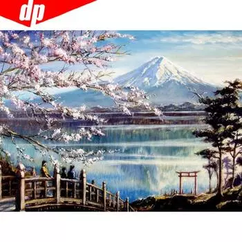 Алмазная картина, полная круглая вышивка Фудзи, горный хрусталь, картина, алмазная живопись, вышивка крестом 20X30CM