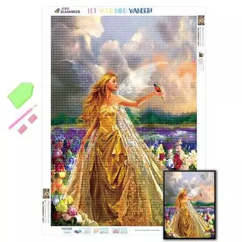 Алмазная картина, полная квадратная/круглая Алмазная игла, Новое поступление, 3D DIY алмазная живопись, цветы в принцессе, украшение дома Full Round 20X30CM