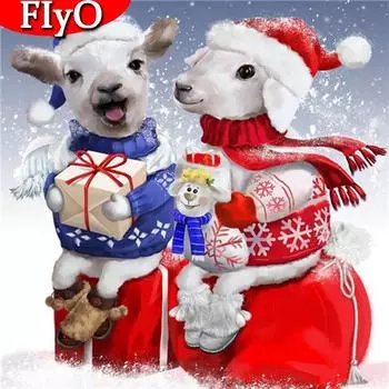 Алмазная картина, полная квадратная круглая рождественская новая Алмазная вышивка, овечья мозаика, животное, подарок ручной работы Full Round 30x30CM