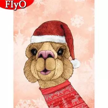 Алмазная картина, полная квадратная круглая рождественская ручная работа, подарок, Алмазная вышивка, овца, животное, мозаичная картина из горного хрусталя Full Round (20X30CM)