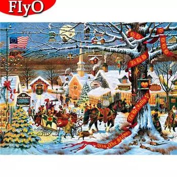 Алмазная картина, полная квадратная рождественская Новое поступление, Алмазная вышивка, зимняя мозаика, пейзаж, подарок ручной работы, домашний декор Full Round (20X30CM)