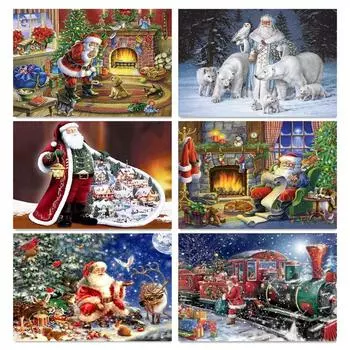 Алмазная картина, полная квадратная Рождественская вышивка крестиком, Алмазная вышивка, мультяшная мозаика, искусство, ремесло, Санта-Клаус, Handm Full Round 20x30CM